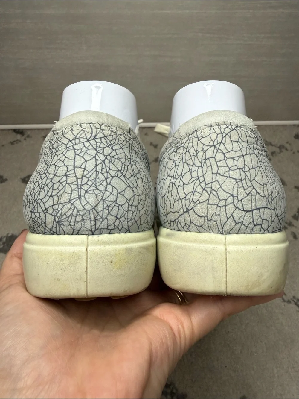 ECCO Soft Nubuck Printed Grey Leather Casual Lace Up Sneakers